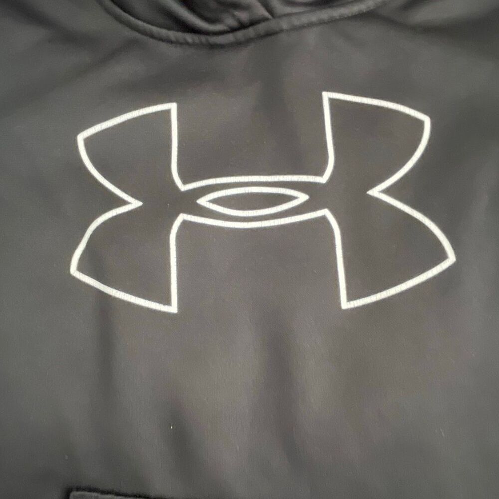 EUC! Under Armour Black Logo Hooded Sweatshirt - Size 6 - Picture 2 of 4